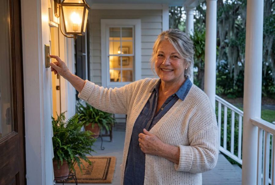 Miss Faye at her front door